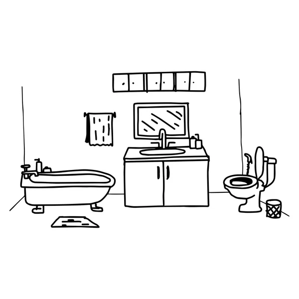 Illustration Vektor Doodles handgezeichnete Toilette mit Objekt beziehen — Stockvektor