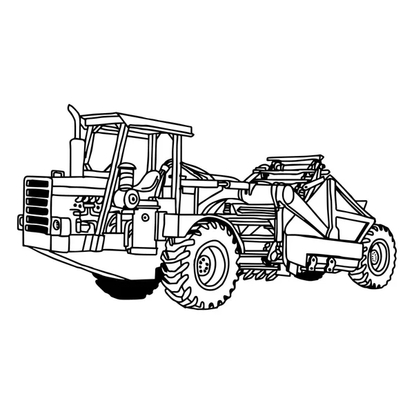 Illusztráció vektor doodles kézzel rajzolt a kerék traktor lehúzó — Stock Vector