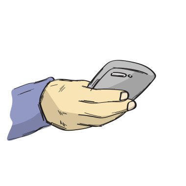 Siyah çizgileri olan cep telefonu illüstrasyon vektör çizimini kapat