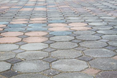 perspektif görünümü ile zemin parke renkli sekizgen tuğla