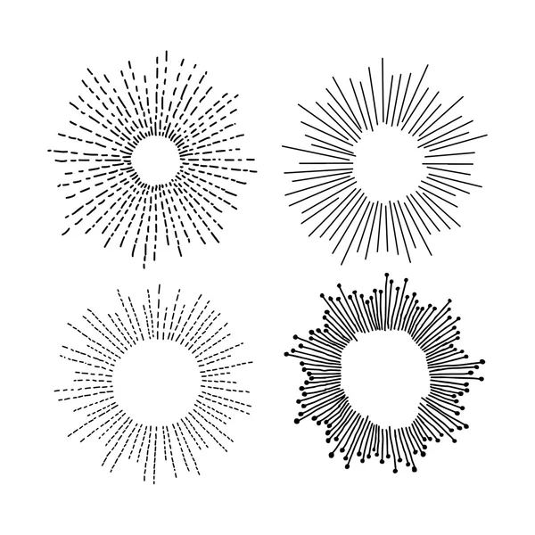 Ilustración vector mano dibujado doodle conjunto de starburst aislado — Archivo Imágenes Vectoriales