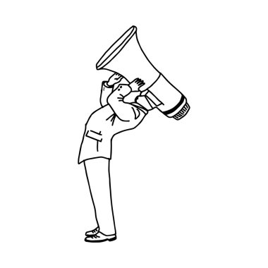 illüstrasyon vektör elle işadamı megaph ile çizilmiş doodle