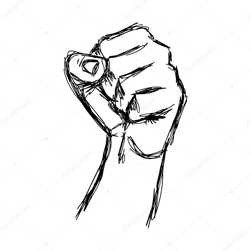 illustration vector doodle hand drawn of sketch raised fist, pro