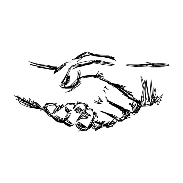 Ilustração vetor doodle mão desenhado esboço de aperto de mão, partn — Vetor de Stock