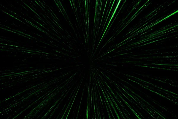 Matrice d'éclatement d'étoile verte numérique générée en arrière-plan noir, t — Photo