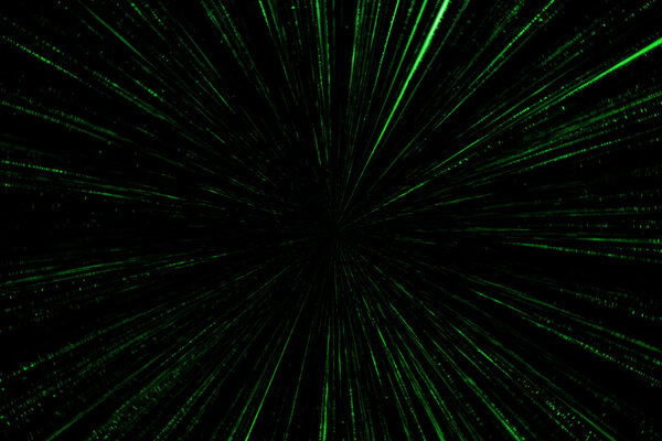 матрица разрыва цифровой зеленой звезды, генерируемая в черном фоне, т
