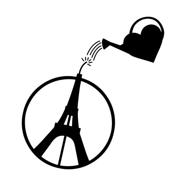 Vettore illustrazione del cerchio Eiffel Towerin con forma di cuore wa — Vettoriale Stock