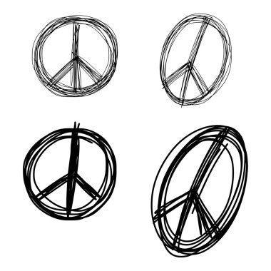 illustration vector doodle hand drawn of sketch set peace sign clipart