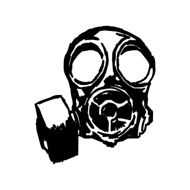 illüstrasyon vektör doodle elle çizilmiş kroki gaz maskesi.