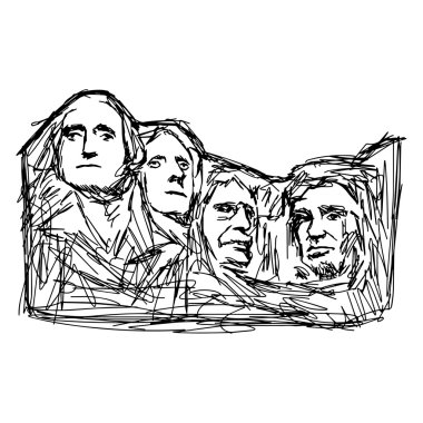 illüstrasyon vektör doodle elle çizilmiş kroki Rushmore Dağı ben