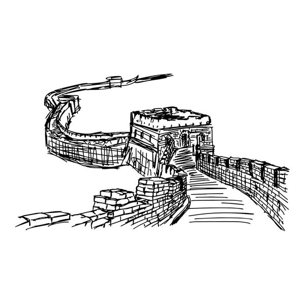 Illustration vectorielle gribouille dessinée à la main de croquis de la Grande Muraille i — Image vectorielle