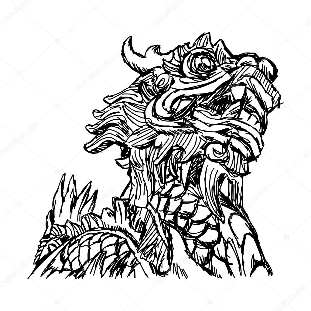 illustration vector doodle hand drawn of sketch dragon isolated 