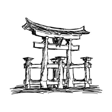 illüstrasyon vektör doodle elle çizilmiş kroki Itsukuşima shri