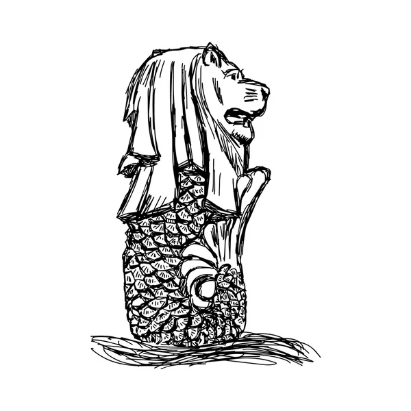 Merlion drawing Stockvektorer, royaltyfria Merlion drawing