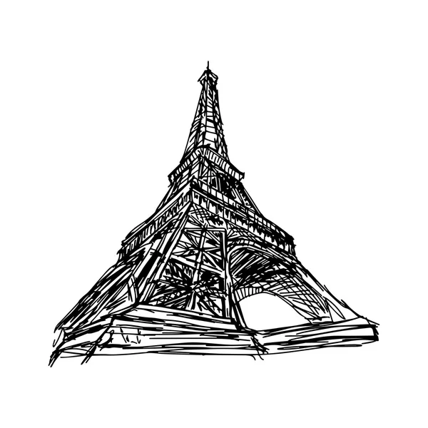 Ilustrace vektorové doodle ručně tažené skica Paris eiffel koudel — Stockový vektor