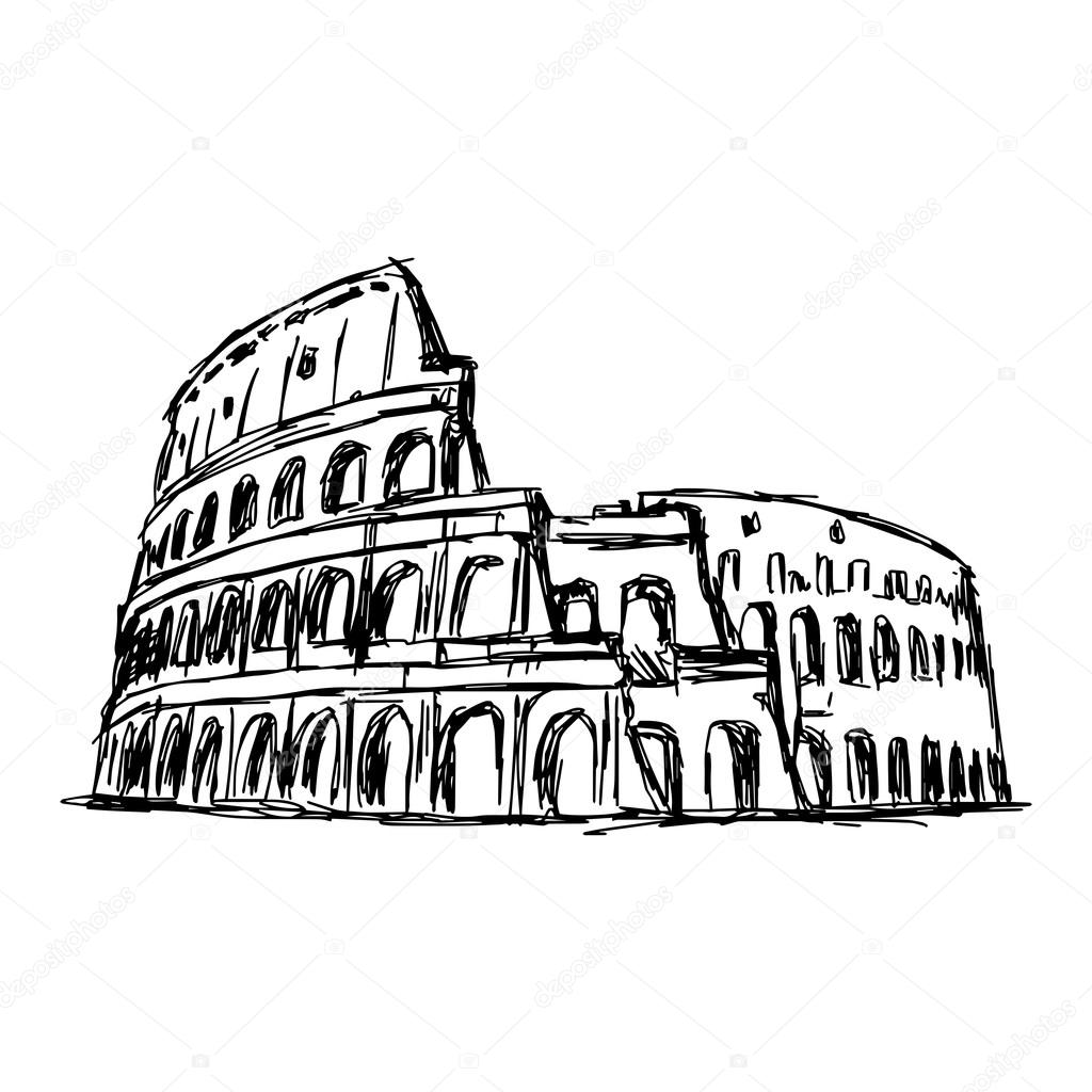 illustration vector doodle hand drawn of sketch the Roman Coloss