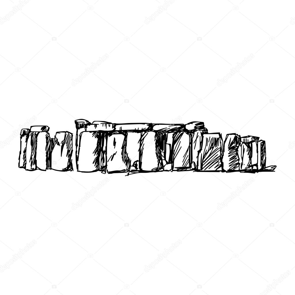 illustration vector doodle hand drawn of sketch stonehenge isola