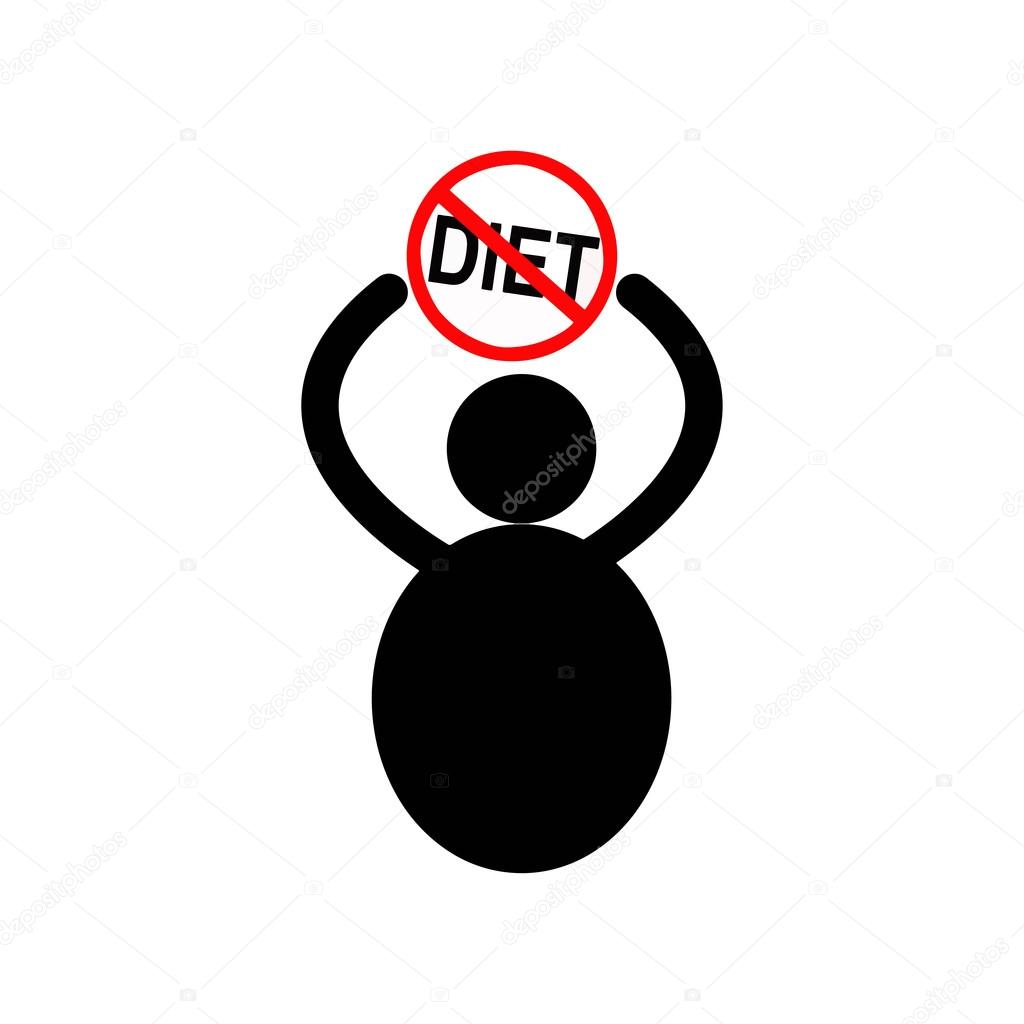 illustration vector fat man icon with the sign of stop Diet over