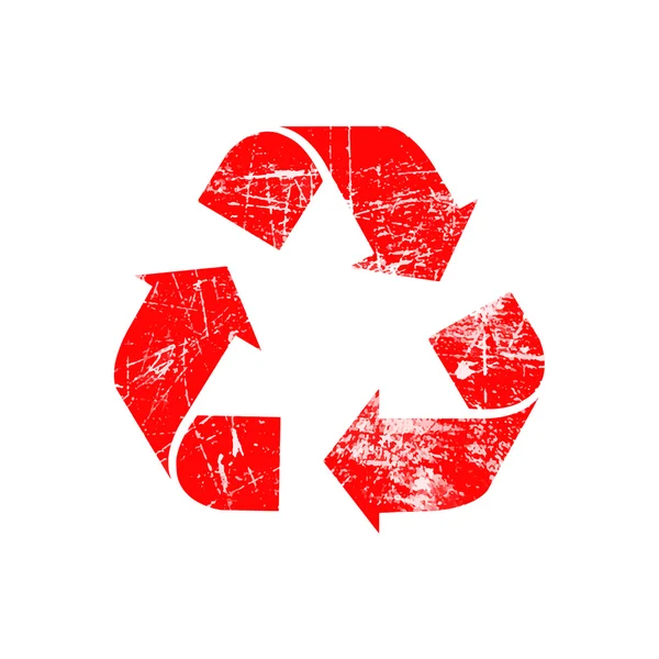 Ilustração vetor vermelho reciclar símbolo de borracha carimbo ícone —  Vetores de Stock