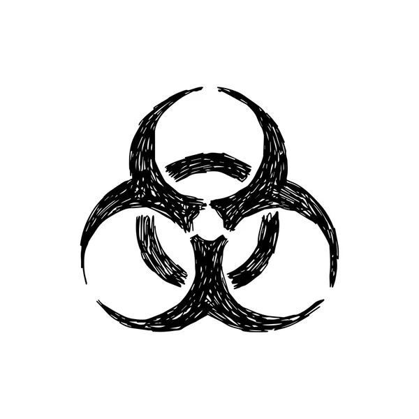 Illustration vecteur dessiné à la main gribouillis noir signe de danger biologique . — Image vectorielle