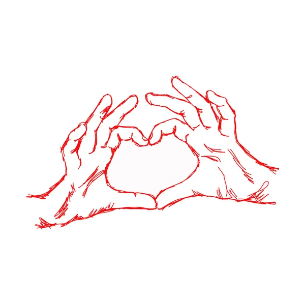 Ilustración vector mano dibujado garabato mano formando una forma de corazón — Vector de stock