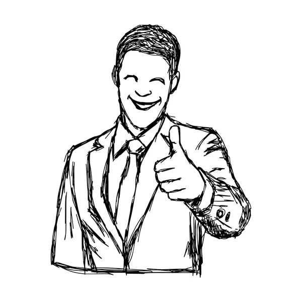 Illustration vector hand drawn doodle smiling businessman — Stock Vector