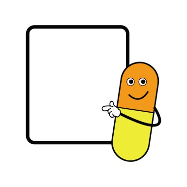 kapsül copys tahtada işaret gülümseyen illüstrasyon vektör