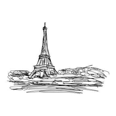 illüstrasyon vektör doodle elle çizilmiş kroki Paris eiffel çekici