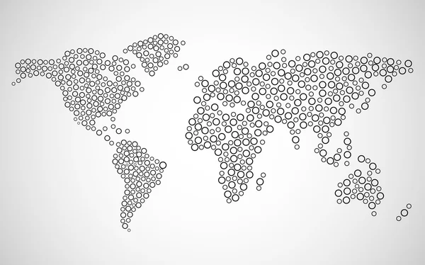 Mapa do mundo abstrato com círculos —  Vetores de Stock