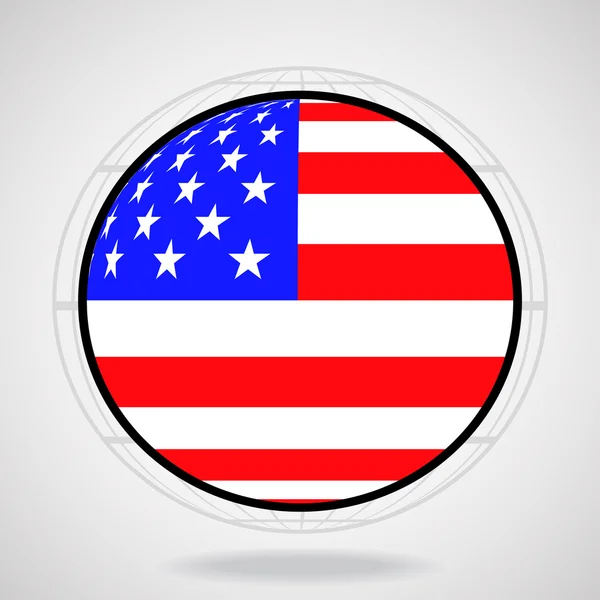 Bandiera degli Stati Uniti in forma globo — Vettoriale Stock