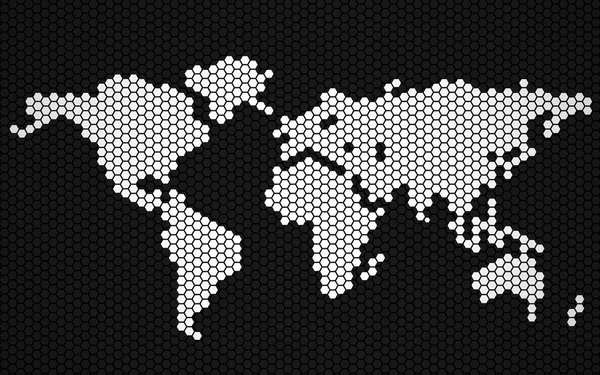 Mapa do mundo abstrato de hexágonos — Vetor de Stock