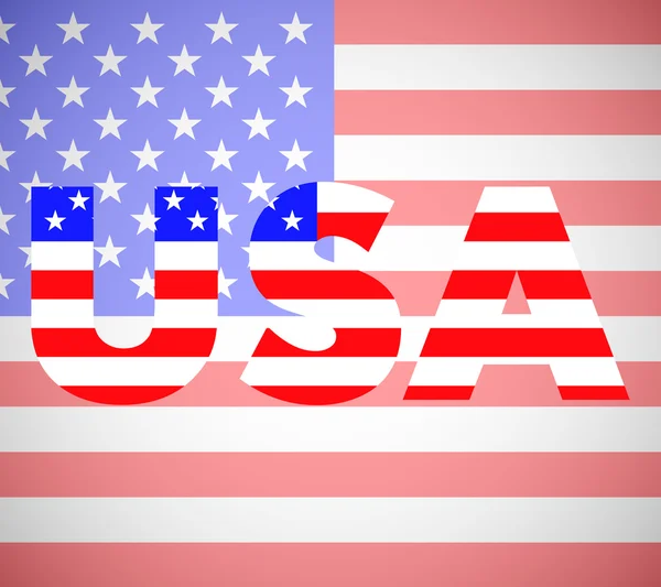 Palabra USA con Bandera — Vector de stock