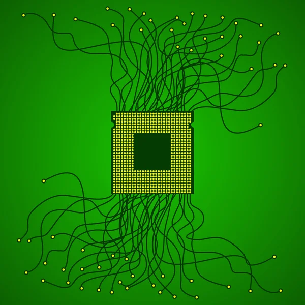 Cpu. Microprocesseur. Lignes chaotiques abstraites — Image vectorielle