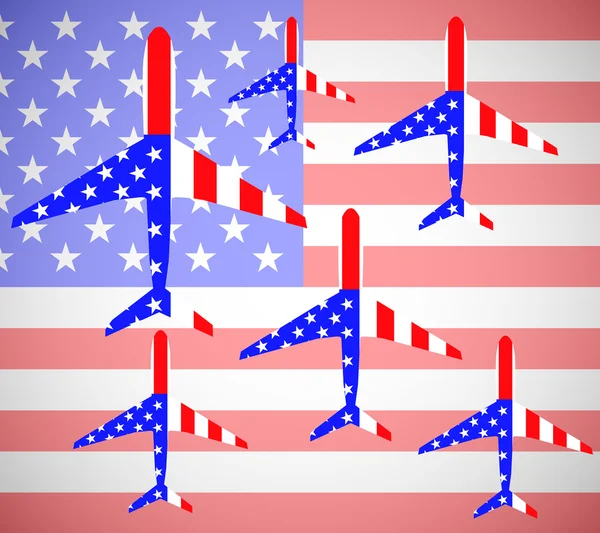 Bandiera USA in forma aeroplano — Vettoriale Stock