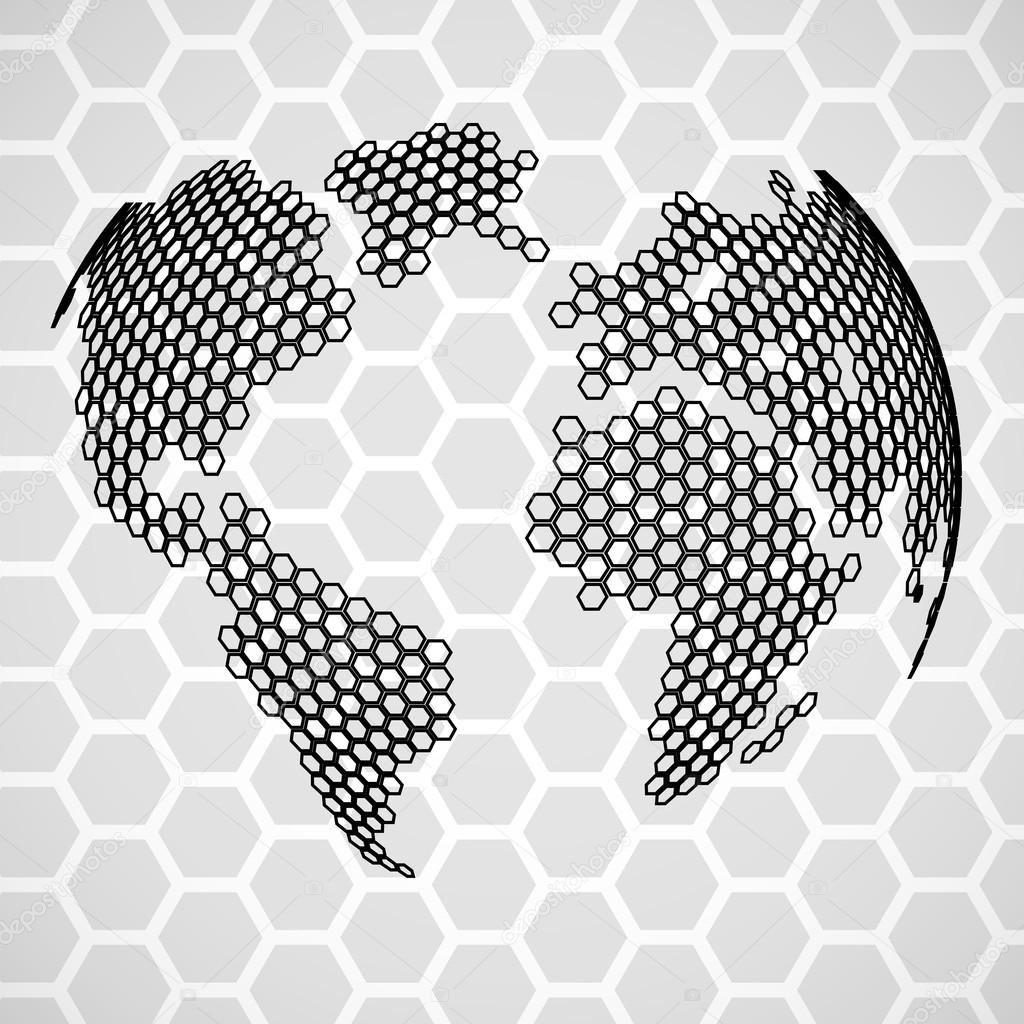 Abstract globe earth of hexagons