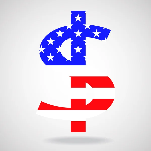 Знак доллара с флагом США — стоковый вектор