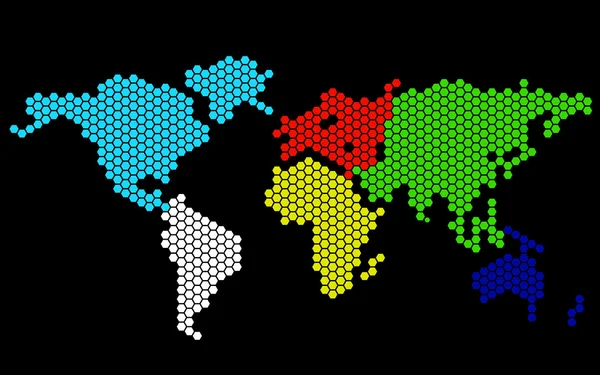 De kaart van de abstracte wereld van zeshoeken. Vectorillustratie. EPS-10 — Stockvector