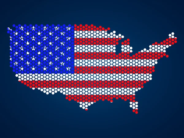 Carte abstraite des États-Unis à partir d'hexagones — Image vectorielle