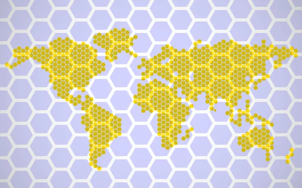 Carte du monde abstraite des hexagones — Image vectorielle