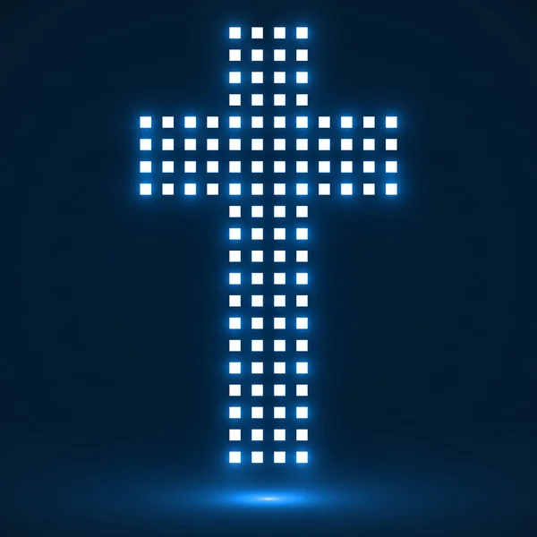 Abstract cross of pixels. Christian Symbol — Stock Vector