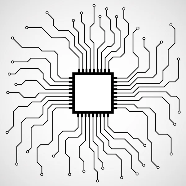 Cpu. Mikroprozessor. Mikrochip. Leiterplatte — Stockvektor