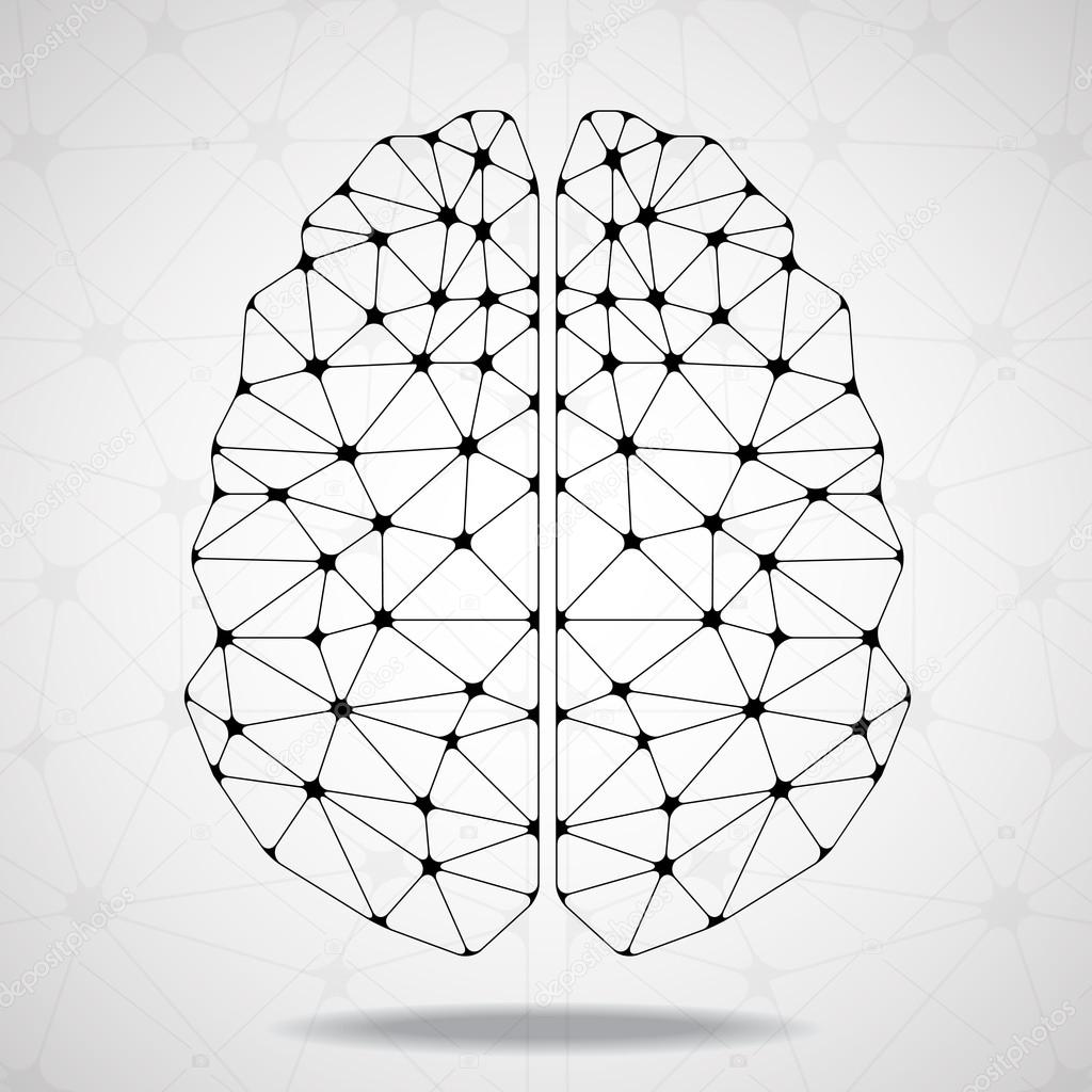 Abstract geometric brain, network connections