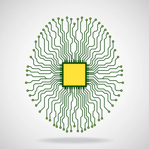 Cervello. Cpu. Scheda di circuito — Vettoriale Stock