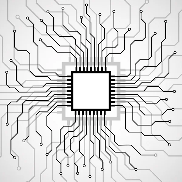 Cpu. Mikroprosesor. Microchip. Papan lingkaran - Stok Vektor