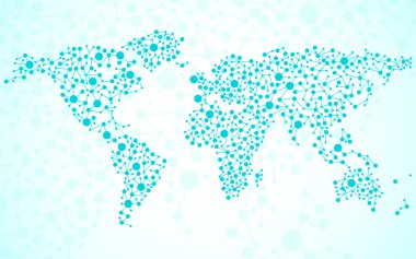 Soyut Dünya Haritası. Molekül yapısı. Vektör çizim. EPS 10