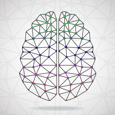 Soyut geometrik beyin, ağ bağlantıları. Vektör çizim. EPS 10