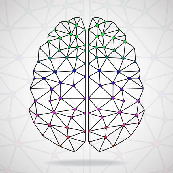 Abstract geometric brain, network connections. Vector illustration. Eps 10 — Stock Vector