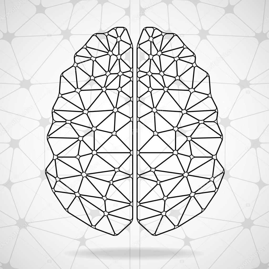 Abstract geometric brain, network connections. Vector illustration. Eps 10