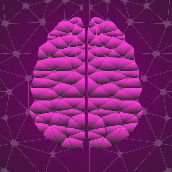 Cérebro geométrico abstrato, conexões de rede — Vetor de Stock