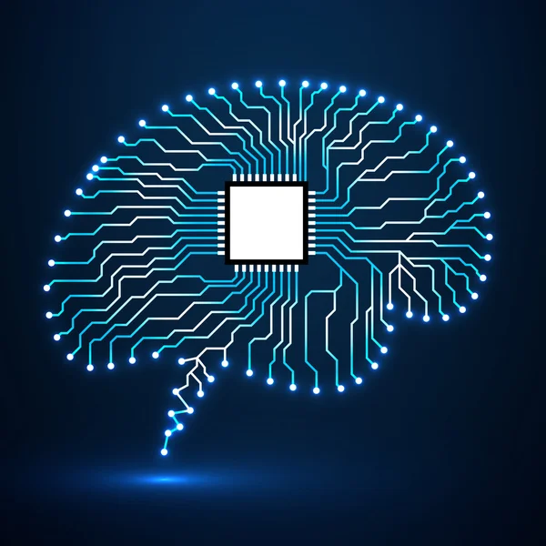 Cerveau néon. Cpu. Circuit. Contexte technologique abstrait. Illustration vectorielle. Eps 10 — Image vectorielle